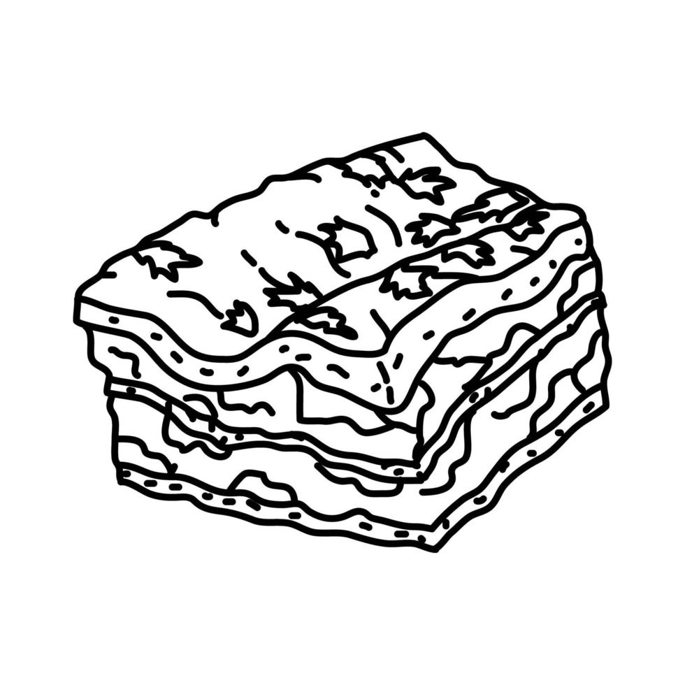 lasagne bolognese pictogram. doodle hand getrokken of overzicht pictogramstijl vector