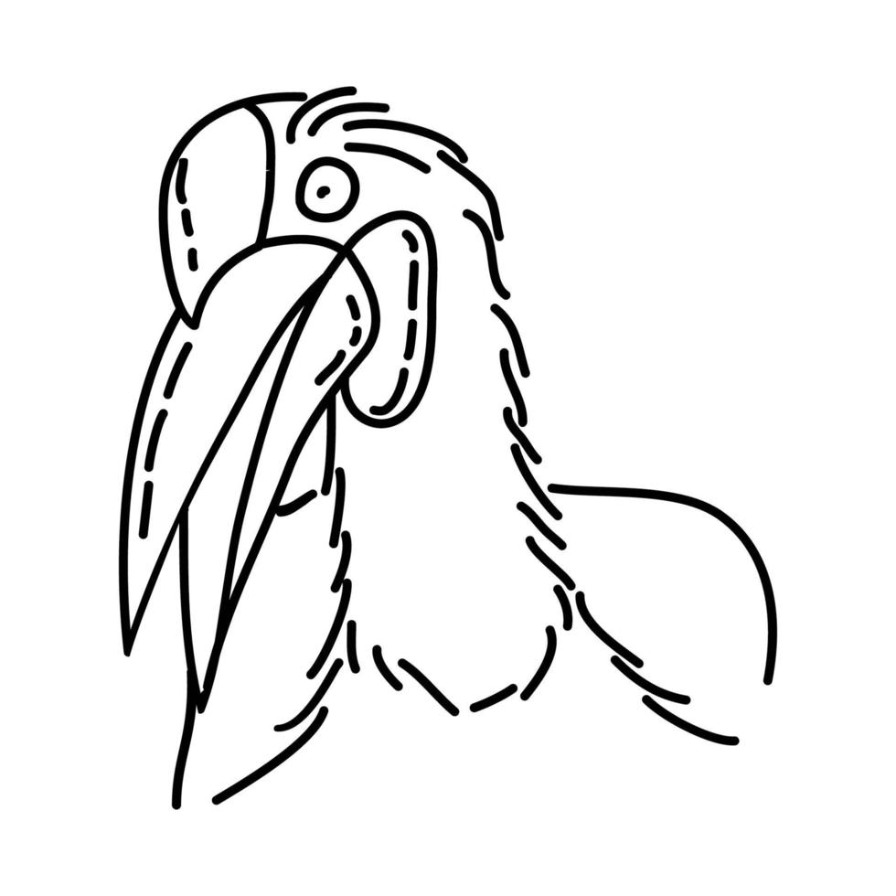sulawesi gerimpelde neushoornvogel pictogram. doodle hand getrokken of overzicht pictogramstijl vector