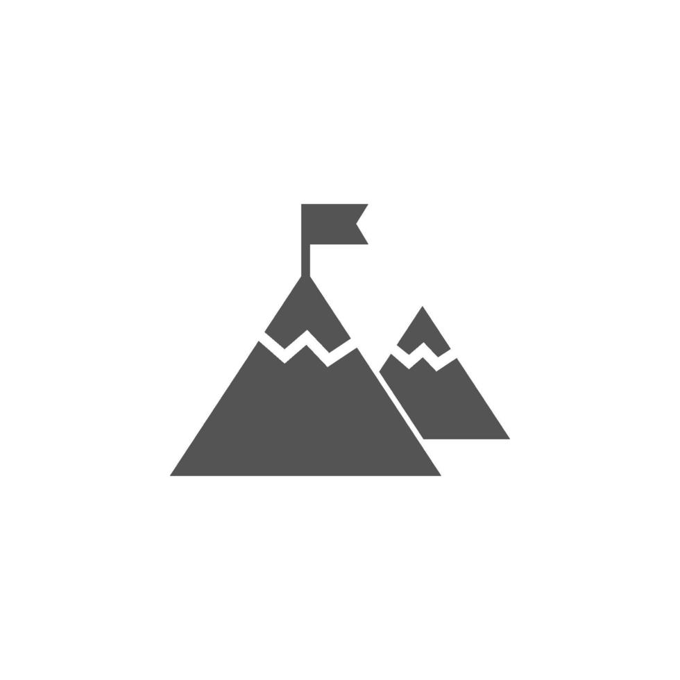 berg met vlag vector illustratie pictogram geïsoleerd op een witte achtergrond