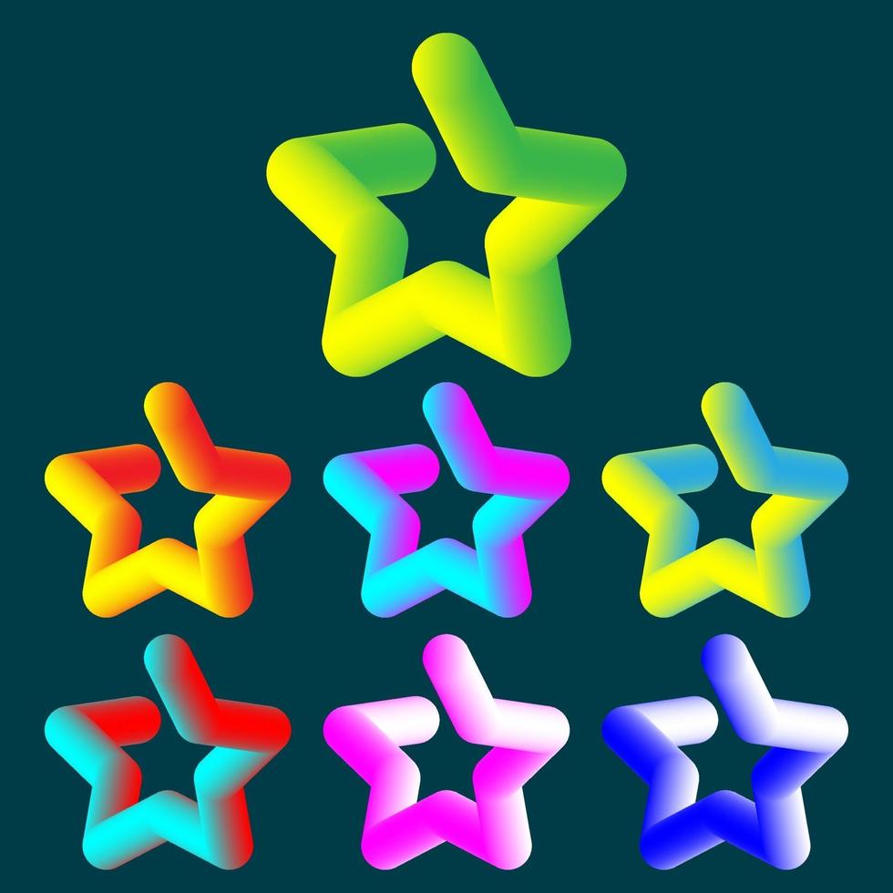 set van kleurrijke 3D-ontwerp sterren. vector illustratie