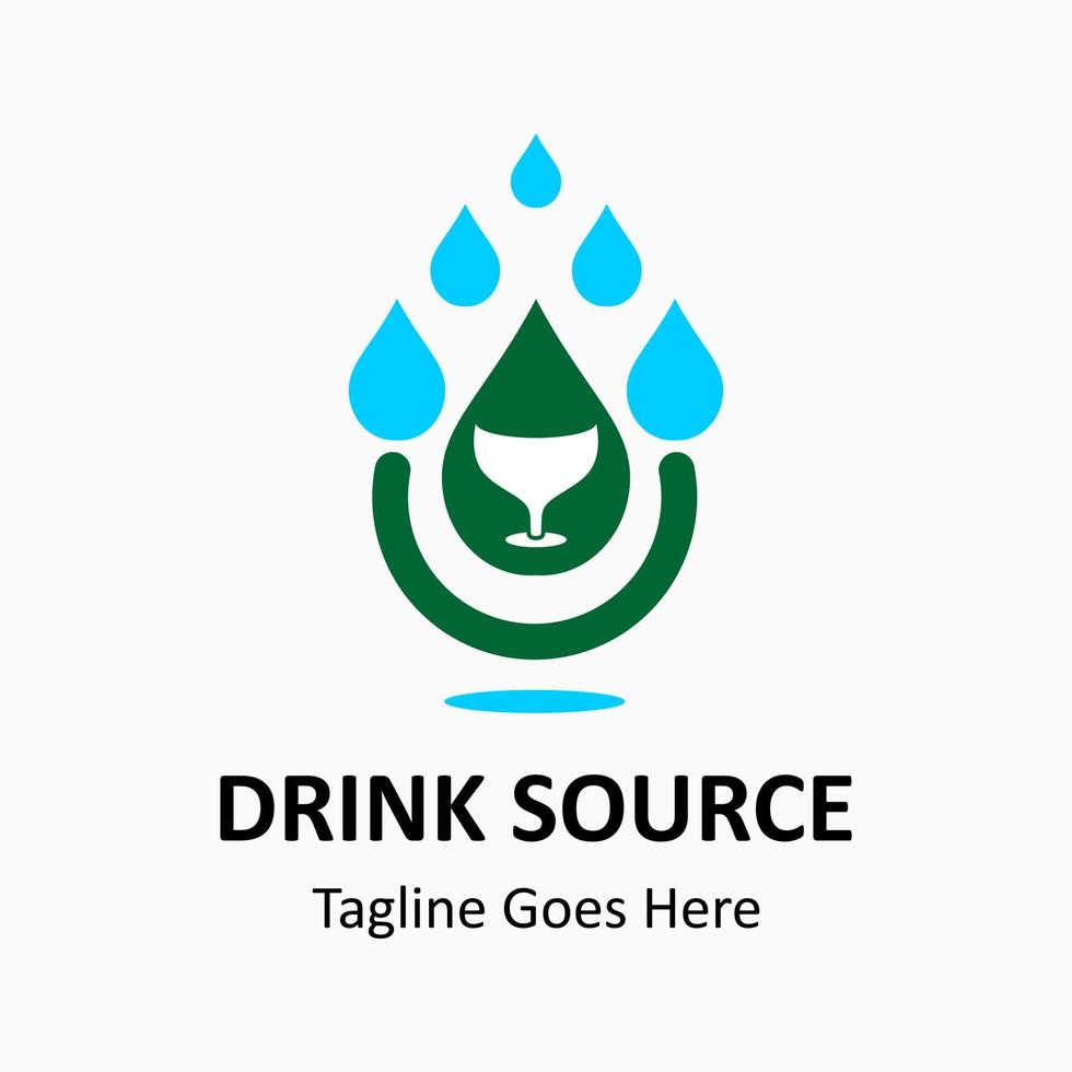 vector logo voor drankjes, water en glas icoon. glas en water logo sjabloon. drinken bron illustratie