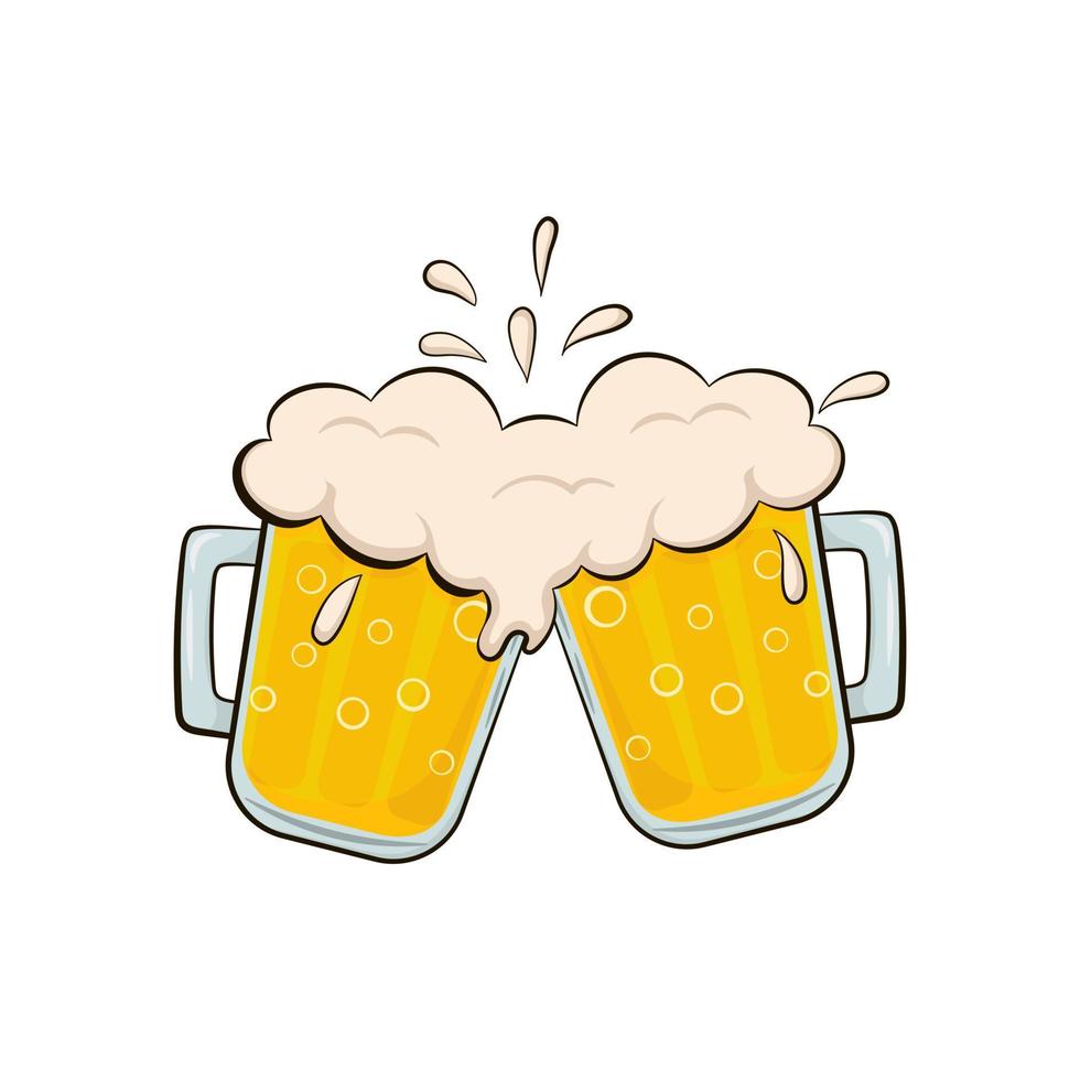 mokken van bier in tekenfilm stijl geïsoleerd Aan wit achtergrond vector