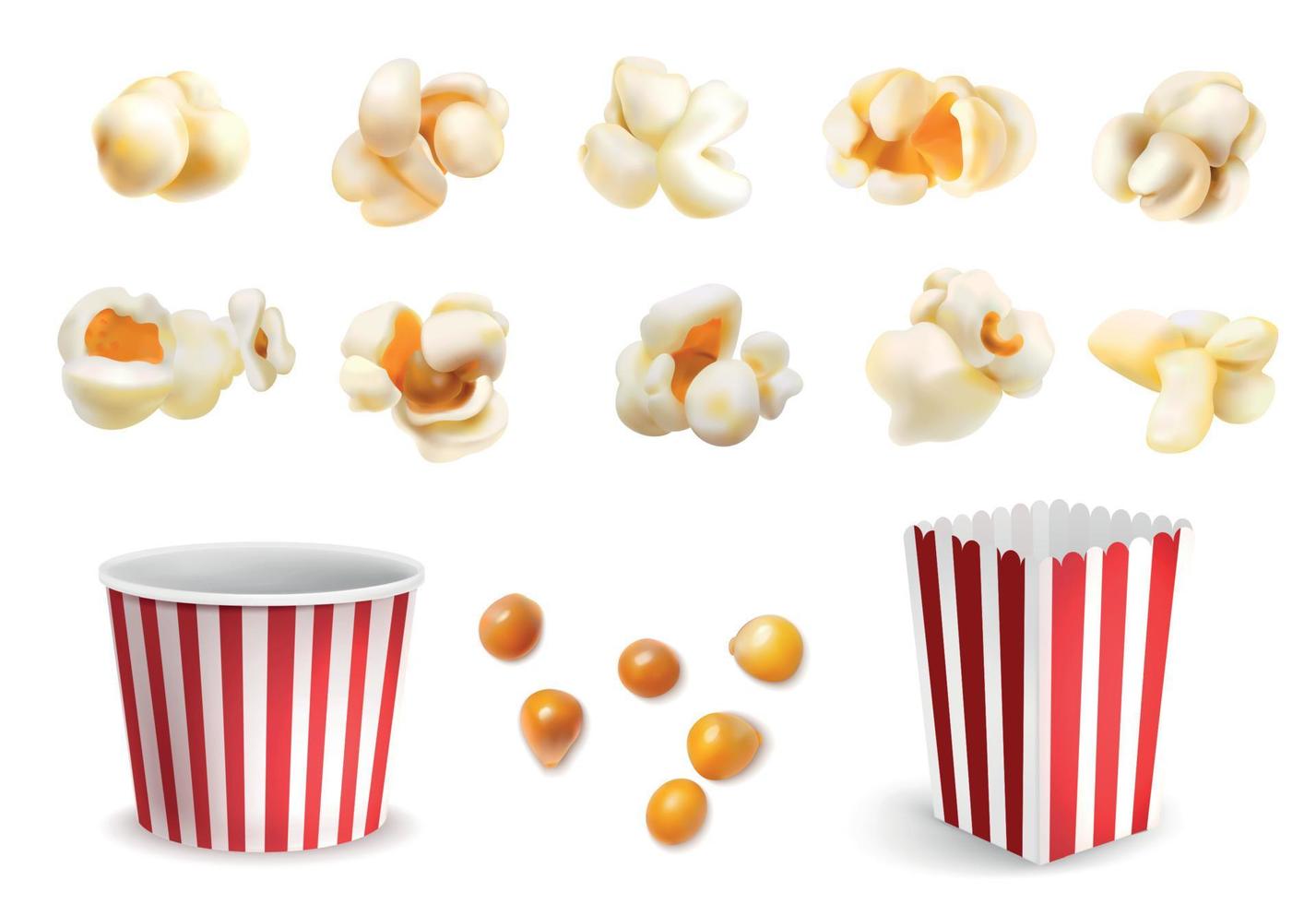 realistisch popcorn reeks vector