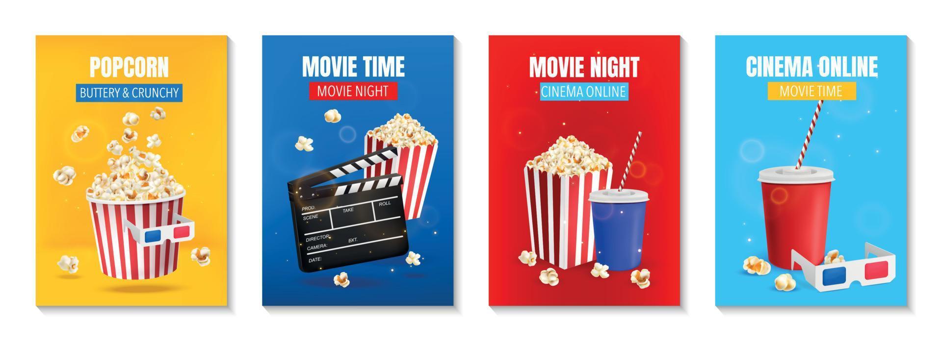 realistisch popcorn bioscoop poster reeks vector