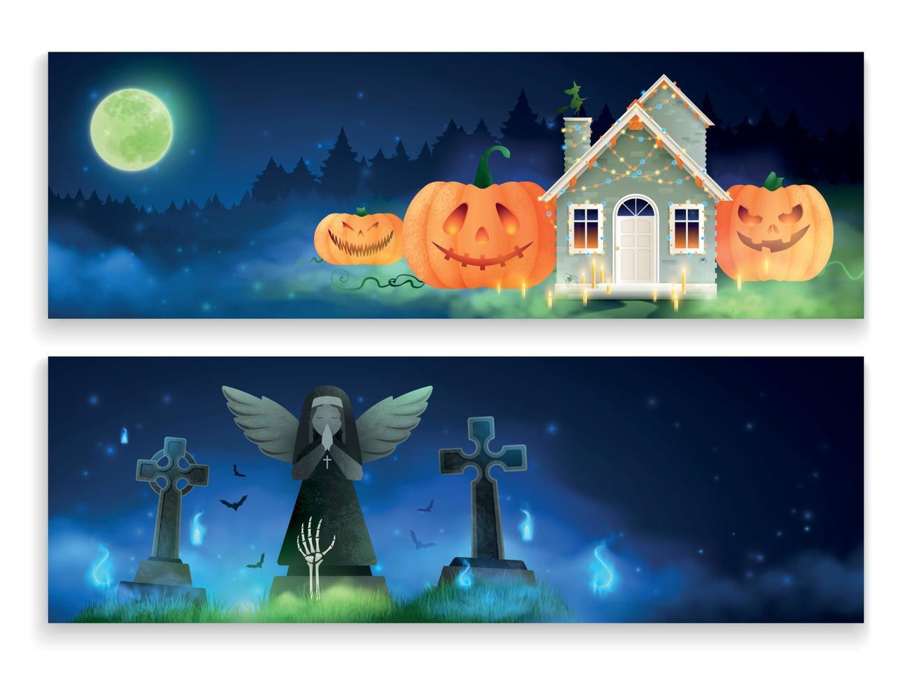 halloween kleurrijk horizontaal banners vector