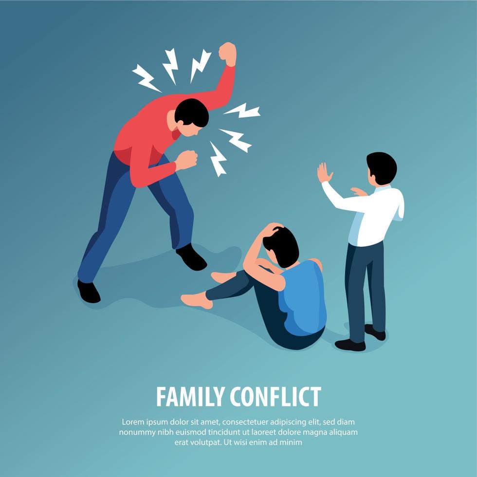 familie conflict isometrische vector