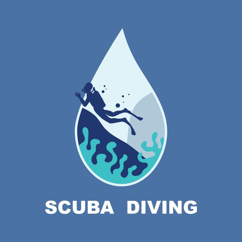 scuba duiken sport logo, onder water, vector illustrator, silhouet, logo ontwerp.