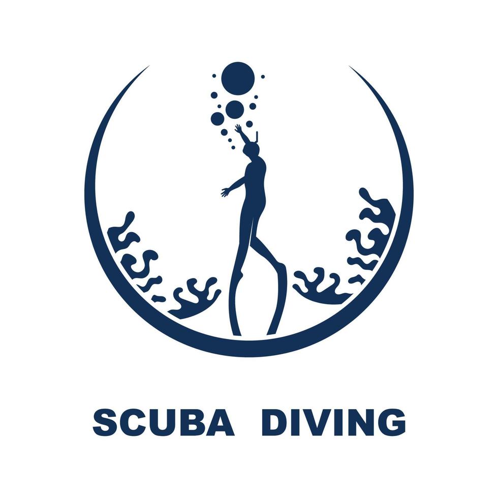 scuba duiken sport logo, onder water, vector illustrator, silhouet, logo ontwerp.