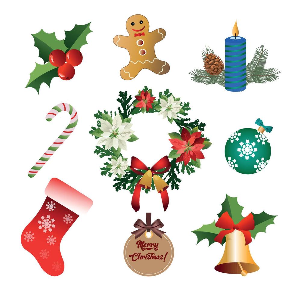 Kerstmis ontwerp elementen en pictogrammen. Kerstmis decoraties set. vector