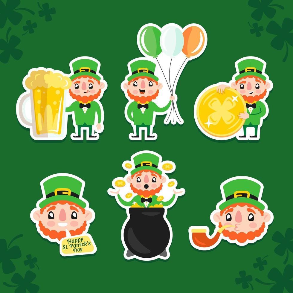 leprechaun sticker pack voor saint patrick's day vector