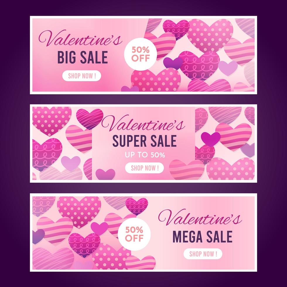 valentijnsdag verkoop banner collecties vector