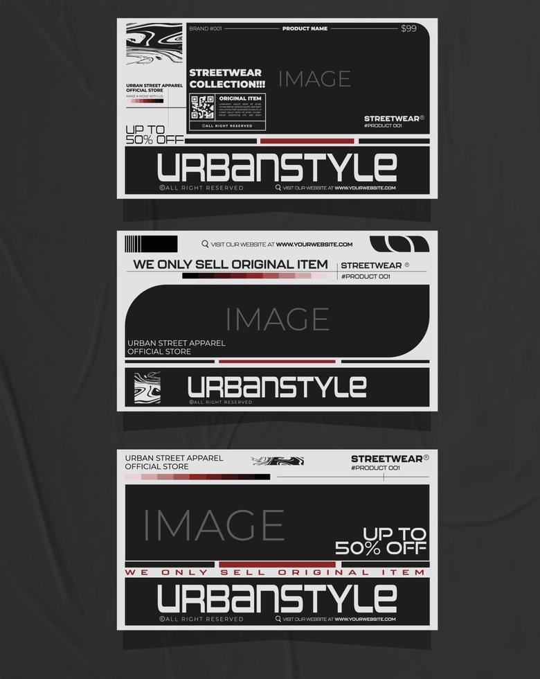 modern stedelijk futuristische streetwear mode ontwerp voor sociaal media banier sjabloon, poster en afdrukken voor t-shirt. bewerkbare sjabloon bundel ontwerp vector