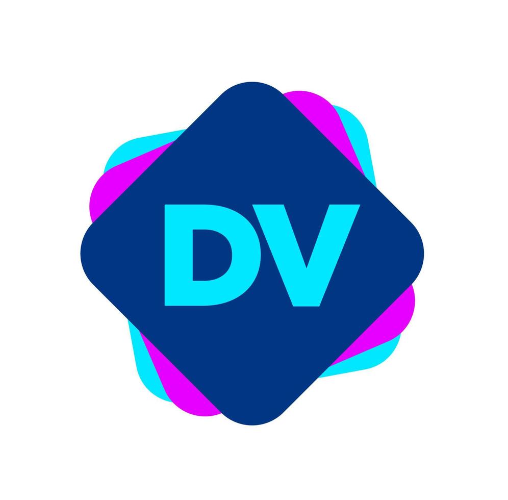 dv bedrijf naam eerste brieven monogram. dv brieven Aan gebogen vierkant. vector