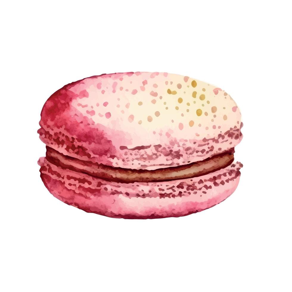 waterverf beeld van blauw bitterkoekjes versierd met helder roze madeliefje bloemen geïsoleerd Aan wit achtergrond. hand- getrokken illustratie van populair knapperig toetje voor cafe decoratie vector