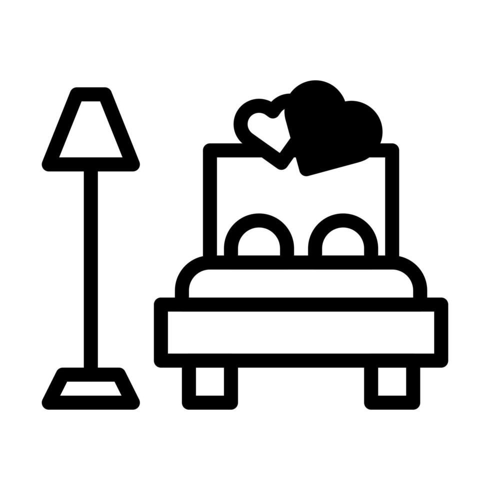 bed icoon duotoon zwart stijl Valentijn illustratie vector element en symbool perfect.