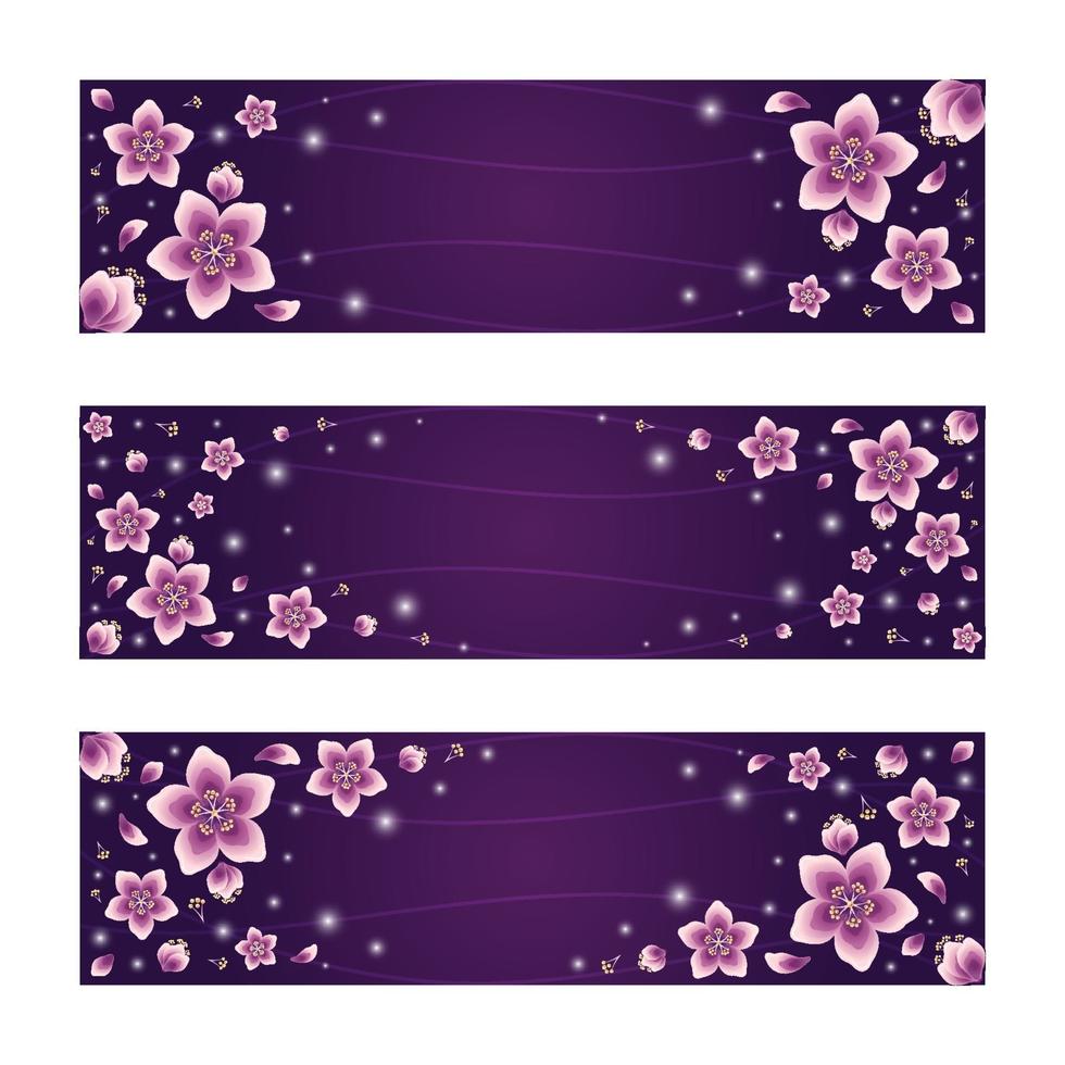 mooie kleurovergang kersenbloesem bloemen banner set vector