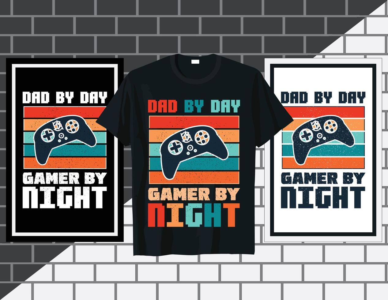 vader door dag gamers door nacht gaming typografie t overhemd ontwerp vector illustratie