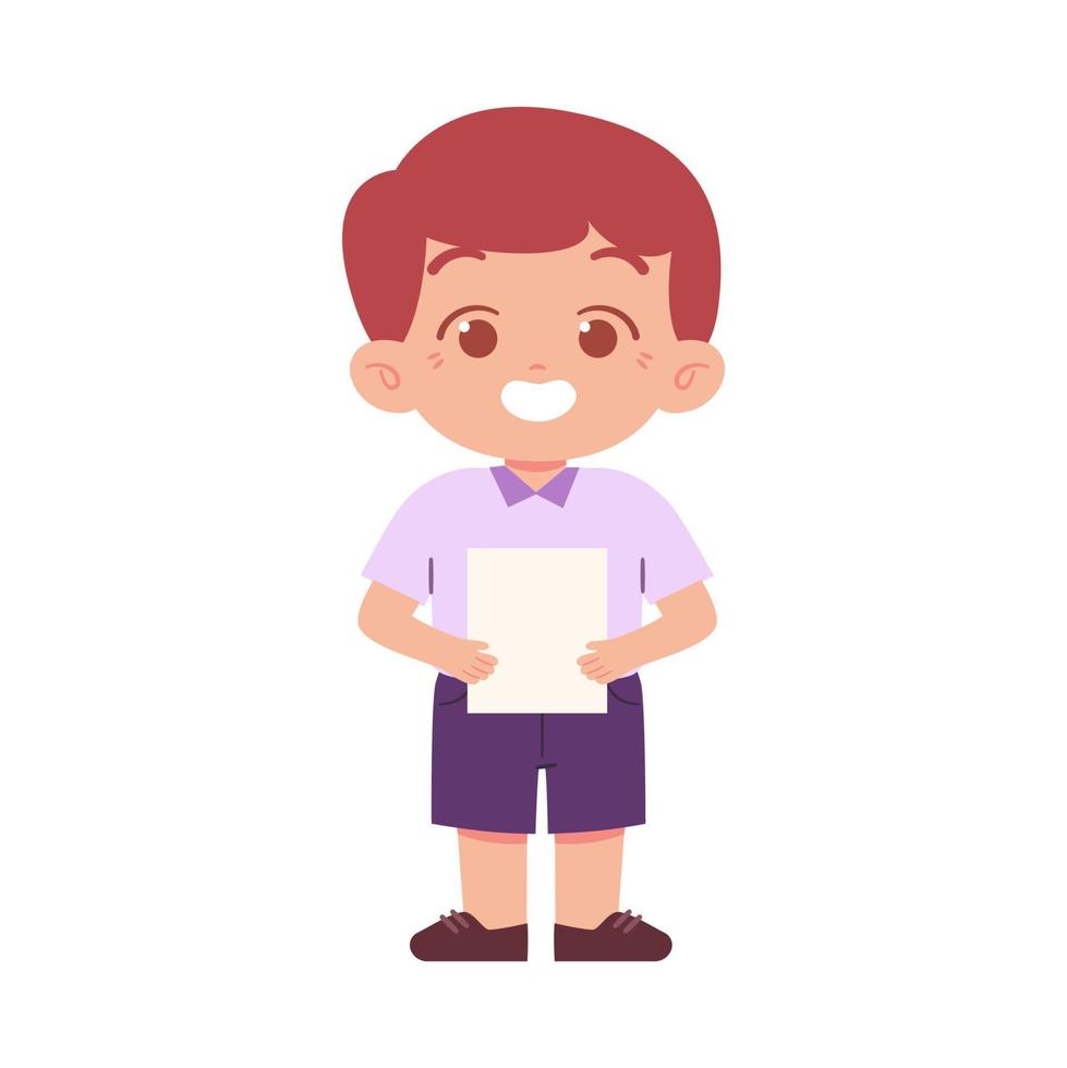 weinig jongen karakter. elementair school- kinderen vervelend uniform illustratie vector