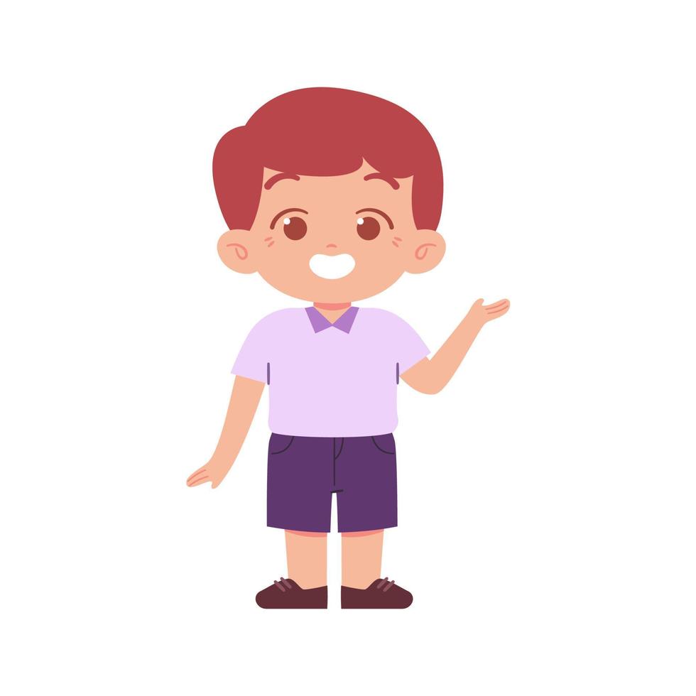 weinig jongen karakter. elementair school- kinderen vervelend uniform illustratie vector