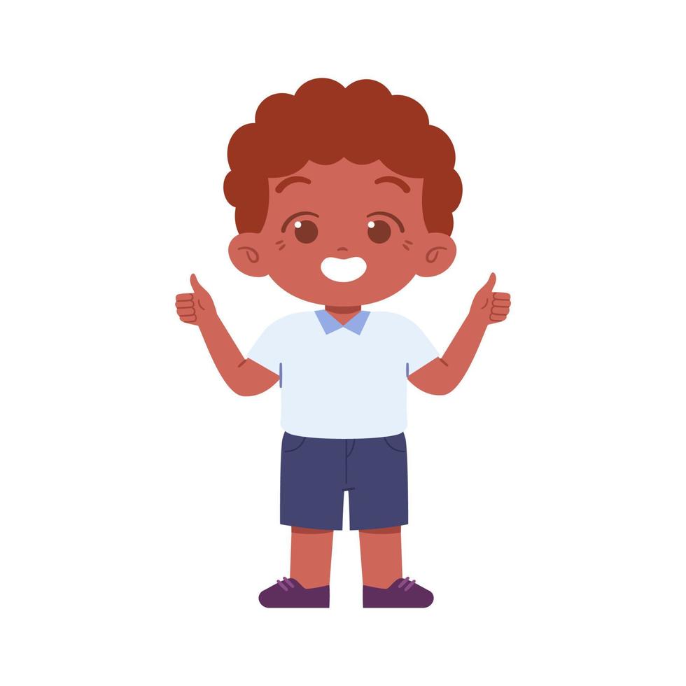 weinig jongen karakter. elementair school- kinderen vervelend uniform illustratie vector