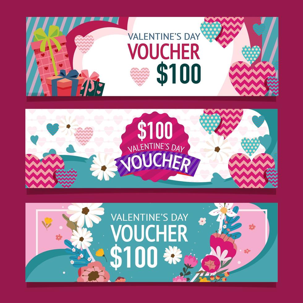 voucher banner voor Valentijnsdag vector