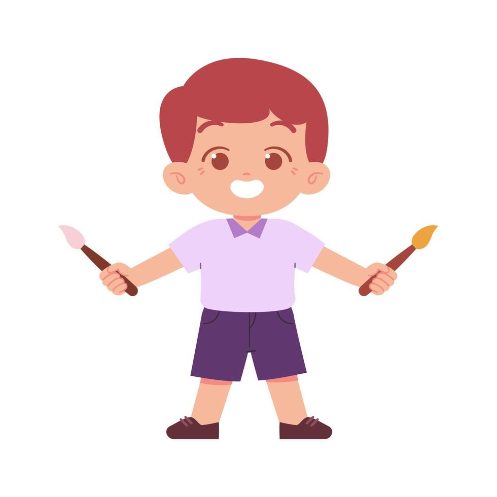 weinig jongen karakter. elementair school- kinderen vervelend uniform illustratie vector