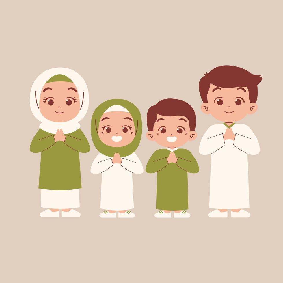 familie groet voor Ramadan vector