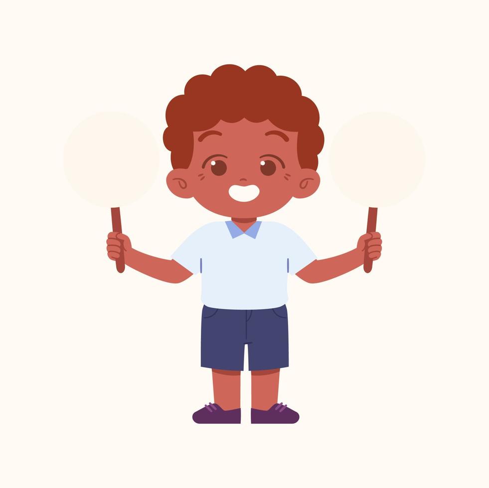 weinig jongen karakter. elementair school- kinderen vervelend uniform illustratie vector