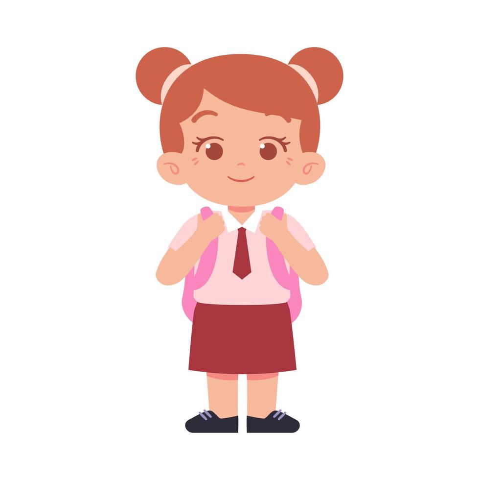 weinig meisje karakter. elementair school- kinderen vervelend uniform illustratie vector