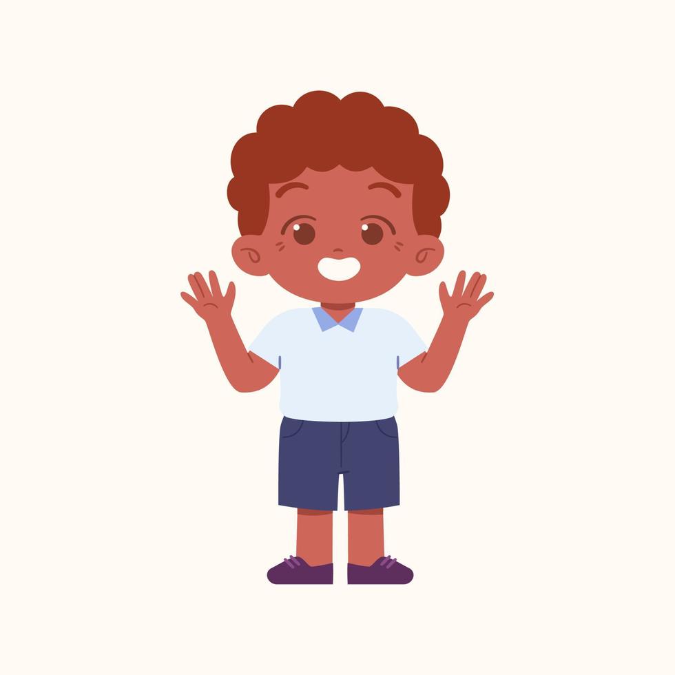 weinig jongen karakter. elementair school- kinderen vervelend uniform illustratie vector