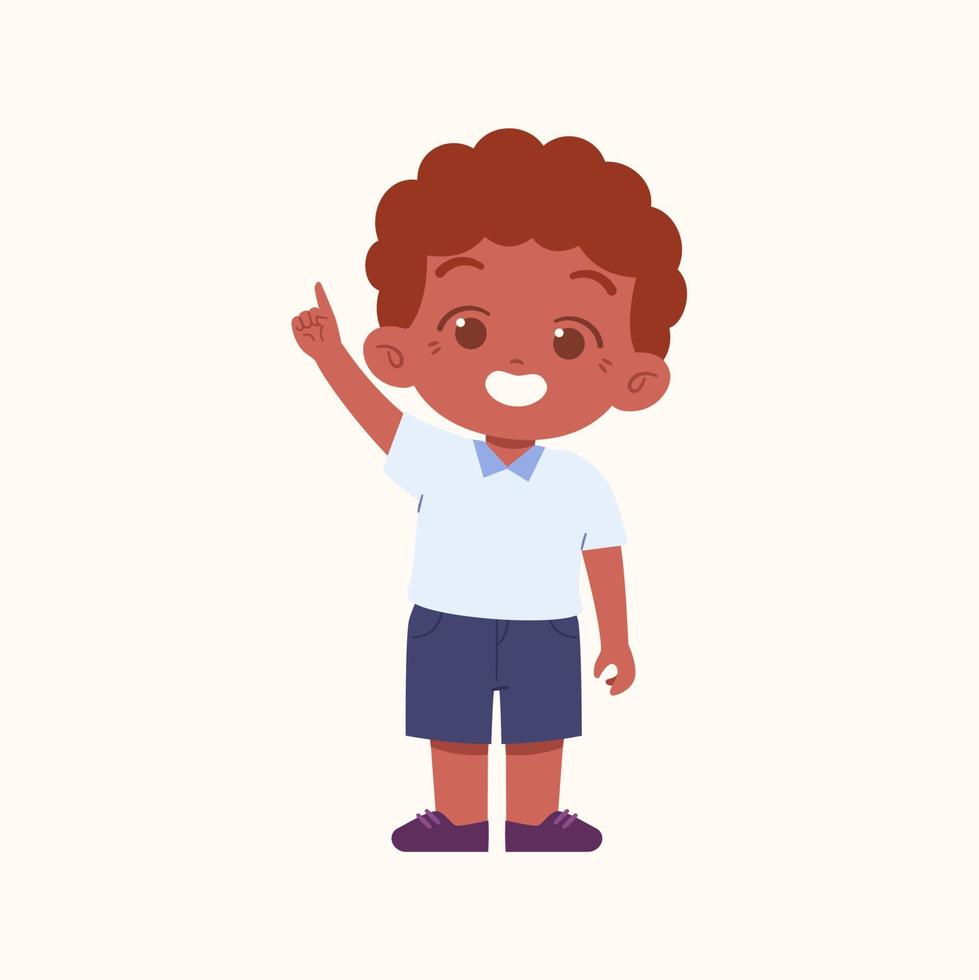 weinig jongen karakter. elementair school- kinderen vervelend uniform illustratie vector