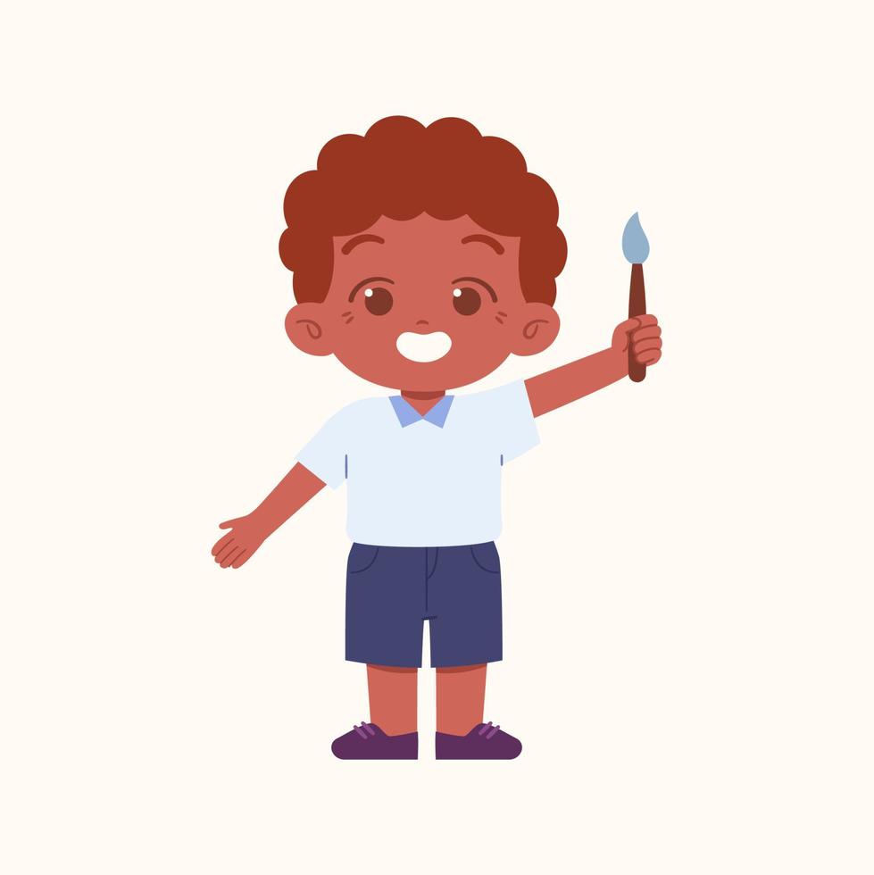 weinig jongen karakter. elementair school- kinderen vervelend uniform illustratie vector