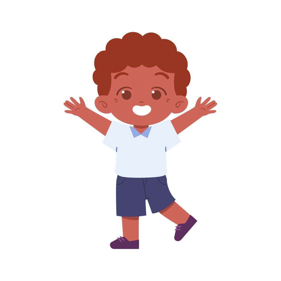 weinig jongen karakter. elementair school- kinderen vervelend uniform illustratie vector