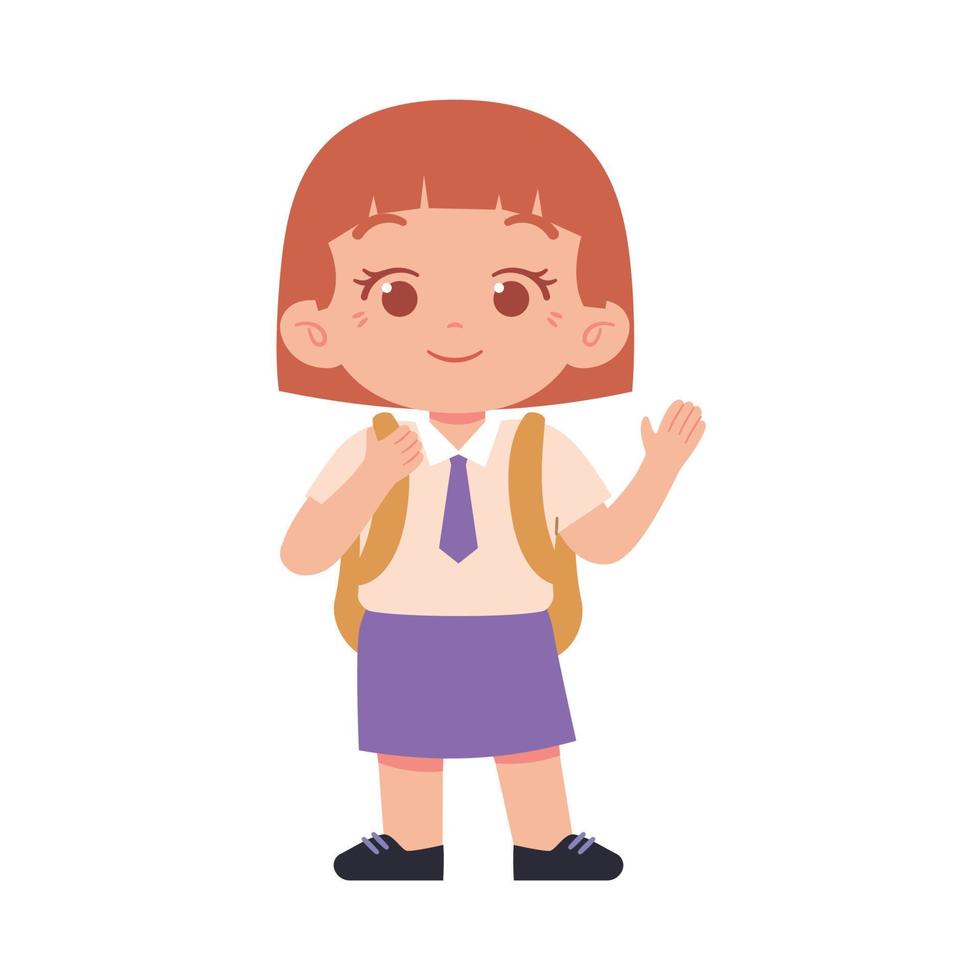 weinig meisje karakter. elementair school- kinderen vervelend uniform illustratie vector