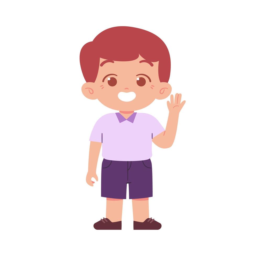 weinig jongen karakter. elementair school- kinderen vervelend uniform illustratie vector