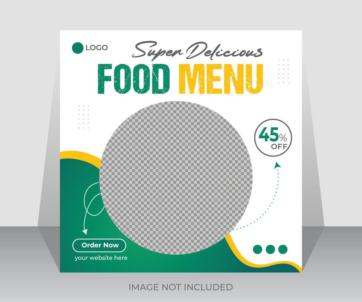 snel voedsel menu restaurant bedrijf afzet sociaal media post of web banier sjabloon ontwerp met een abstract achtergrond. vector