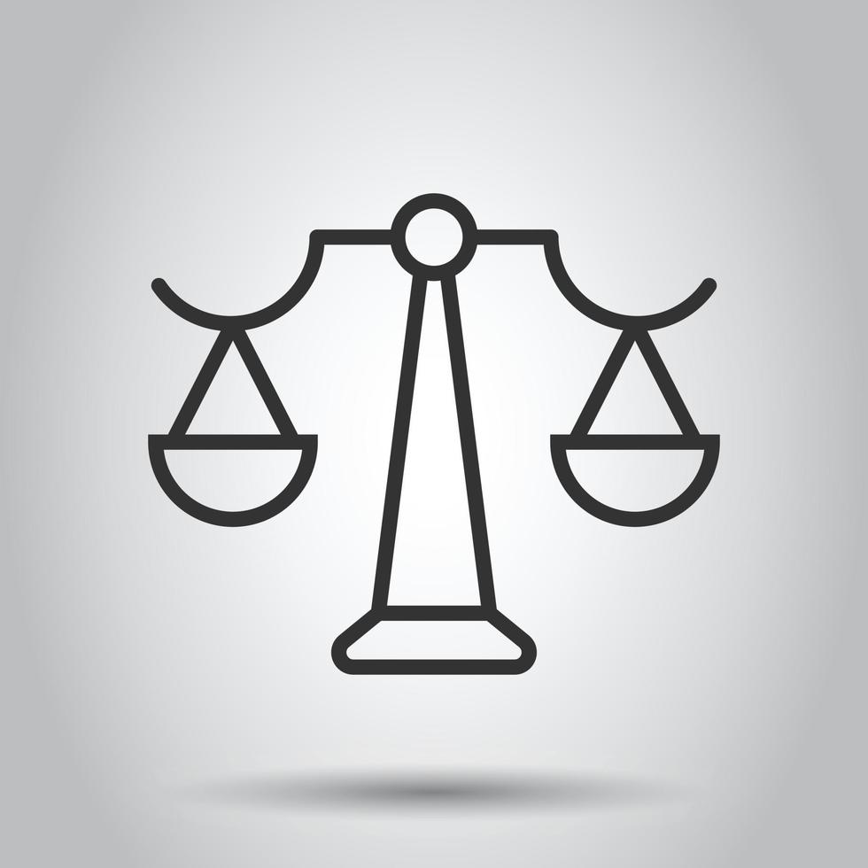 schaal balans icoon in vlak stijl. gerechtigheid vector illustratie Aan wit geïsoleerd achtergrond. oordeel bedrijf concept.