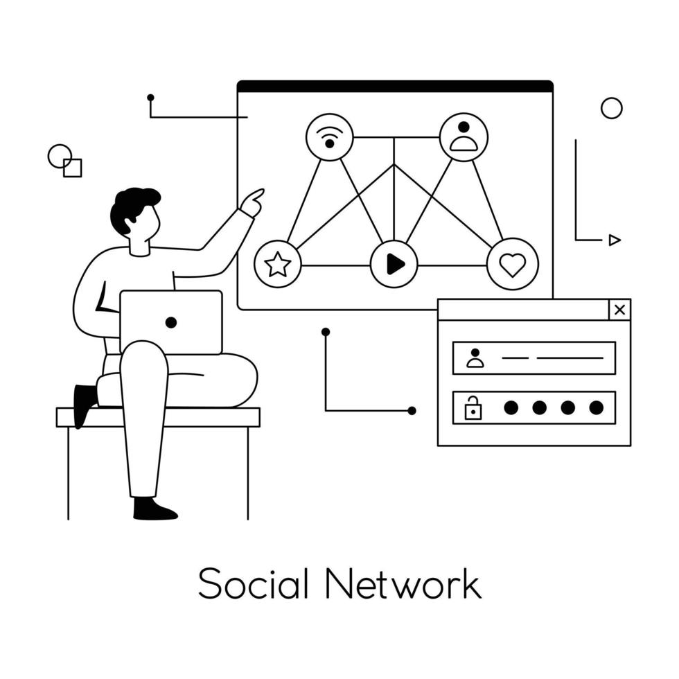 trendy sociaal netwerk vector