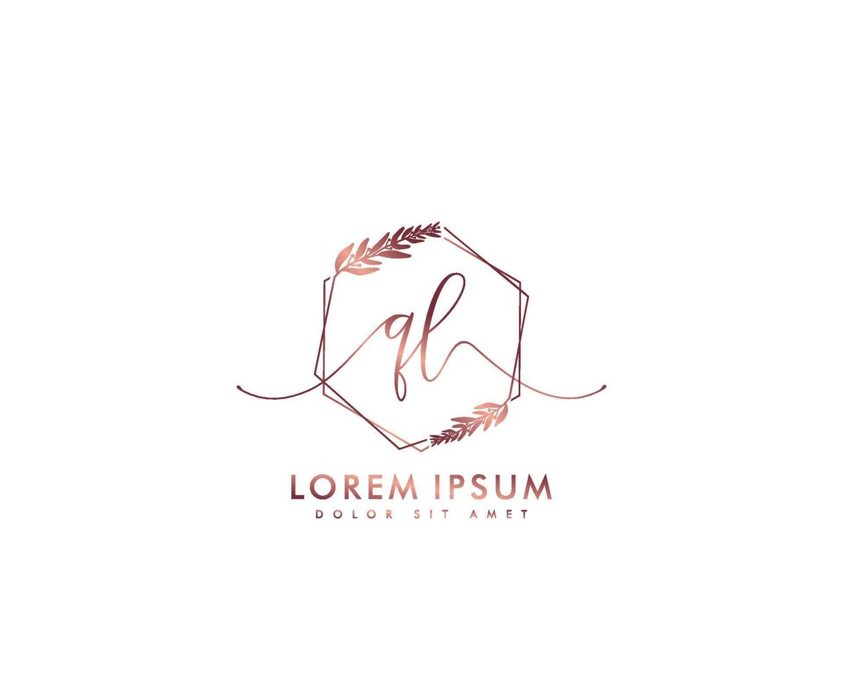 eerste brief ql vrouwelijk logo schoonheid monogram en elegant logo ontwerp, handschrift logo van eerste handtekening, bruiloft, mode, bloemen en botanisch met creatief sjabloon vector