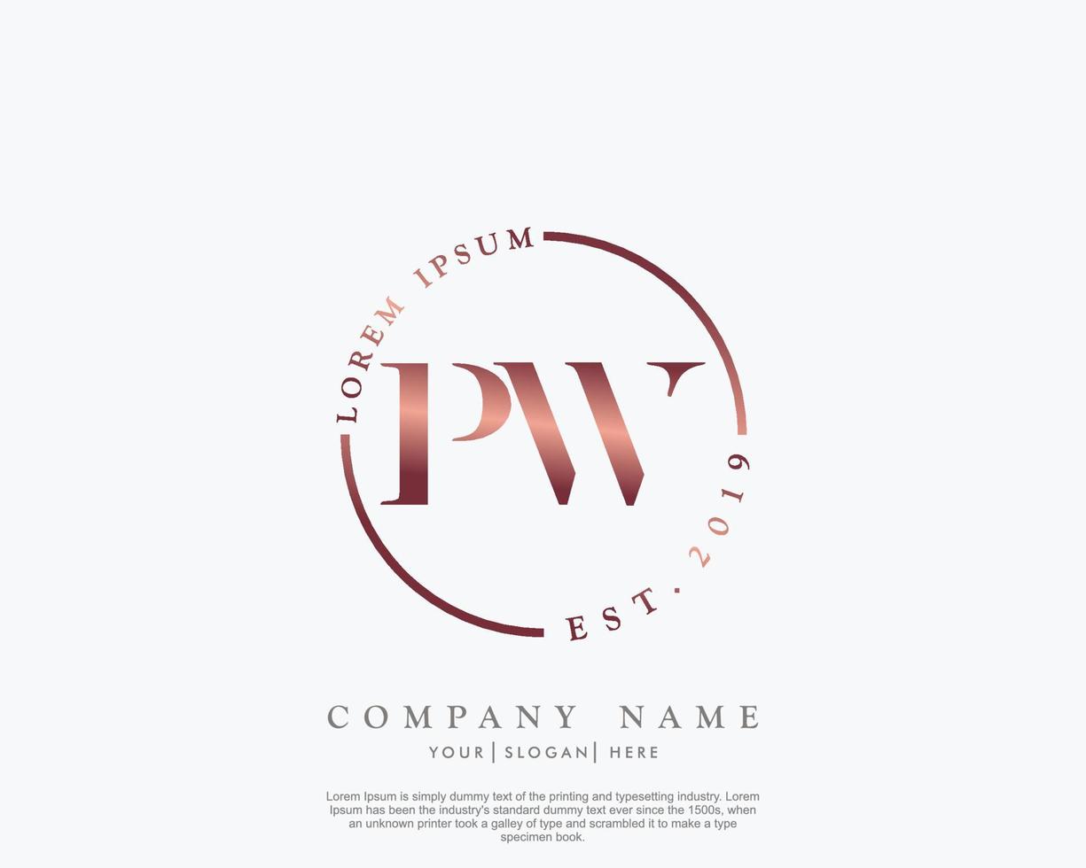 eerste brief pw vrouwelijk logo schoonheid monogram en elegant logo ontwerp, handschrift logo van eerste handtekening, bruiloft, mode, bloemen en botanisch met creatief sjabloon vector