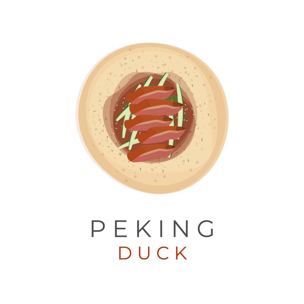 vector illustratie logo van Peking eend gegeten met groen pannekoeken of Chinese pannekoeken