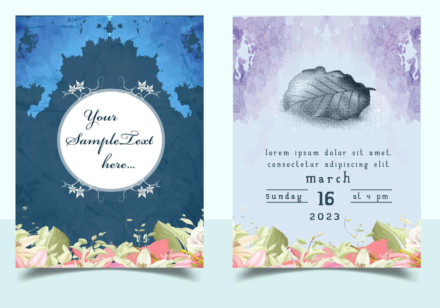 bruiloft uitnodiging kaart met mooi bloeiend bloemen waterverf achtergrond. mooi hand- tekening uitnodiging ontwerp roze roos uitnodiging sjabloon. elegant bruiloft kaart met mooi bloemen vector. vector