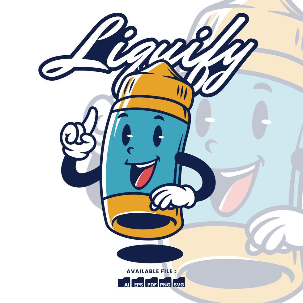 vector wijnoogst retro mascotte karakter logo een vapen vloeistof