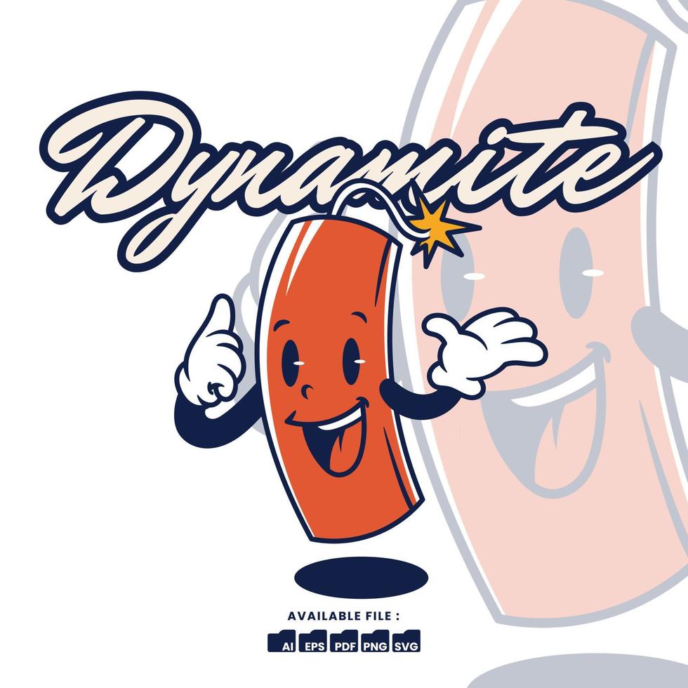vector wijnoogst retro mascotte karakter logo een dynamiet