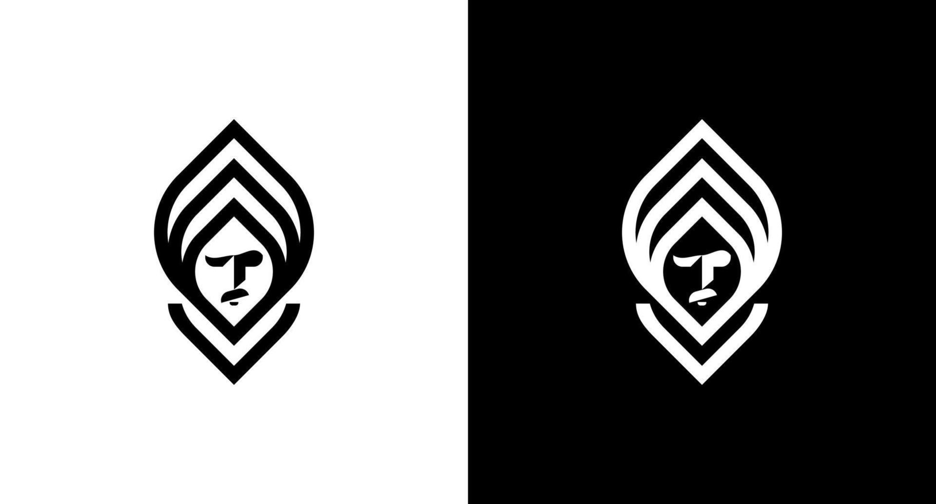 goeroe logo persoon portret monogram zwart en wit icoon illustratie vector ontwerpen Sjablonen