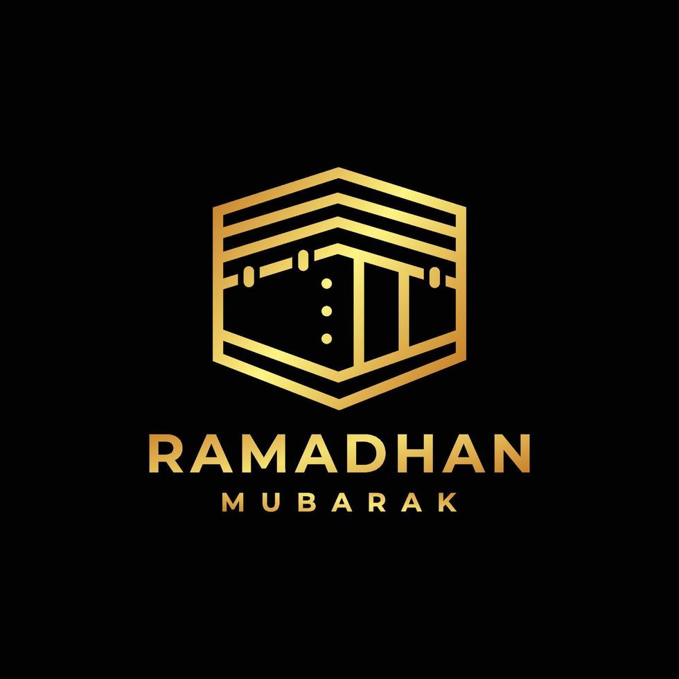 Ramadan logo. kaaba gouden logo ontwerp vector illustratie