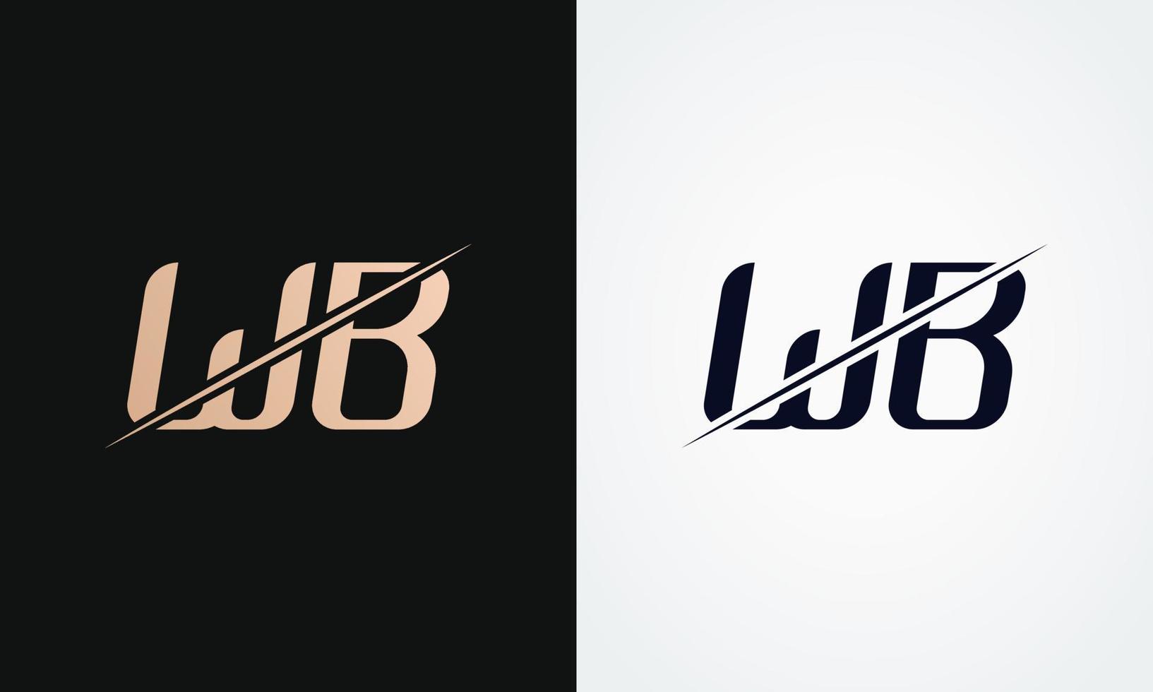 wb brief logo ontwerp vector sjabloon. goud en zwart brief wb logo ontwerp