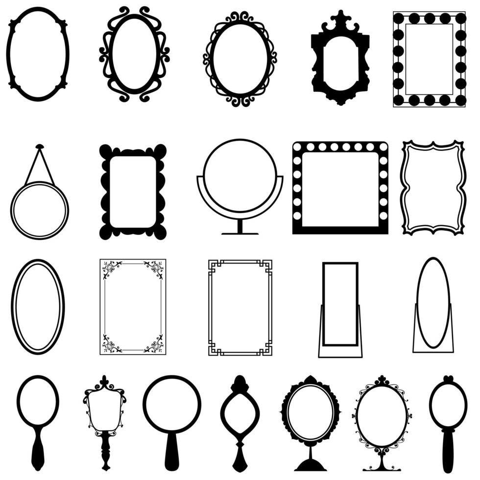 spiegel icoon vector set. hand- spiegel illustratie teken verzameling. mode symbool. garderobe logo.