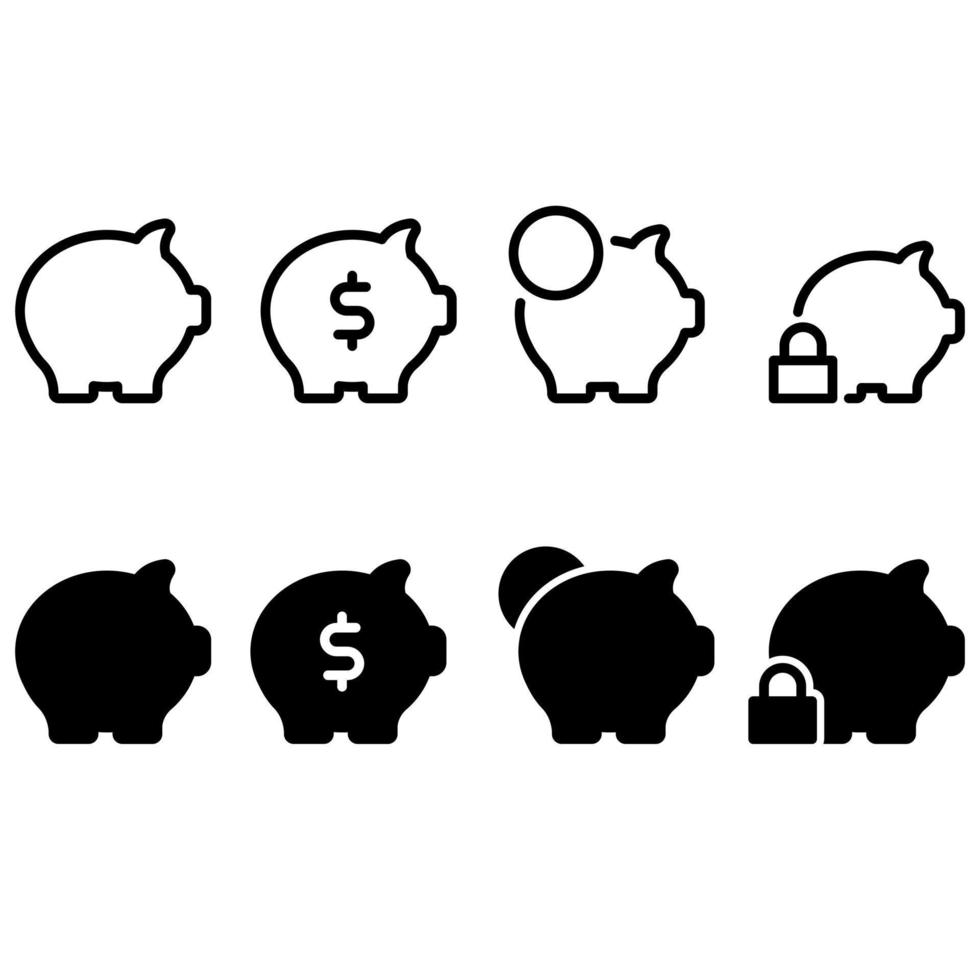 varkentje bank icoon vector set. besparing illustratie teken verzameling. storting symbool. bank logo.