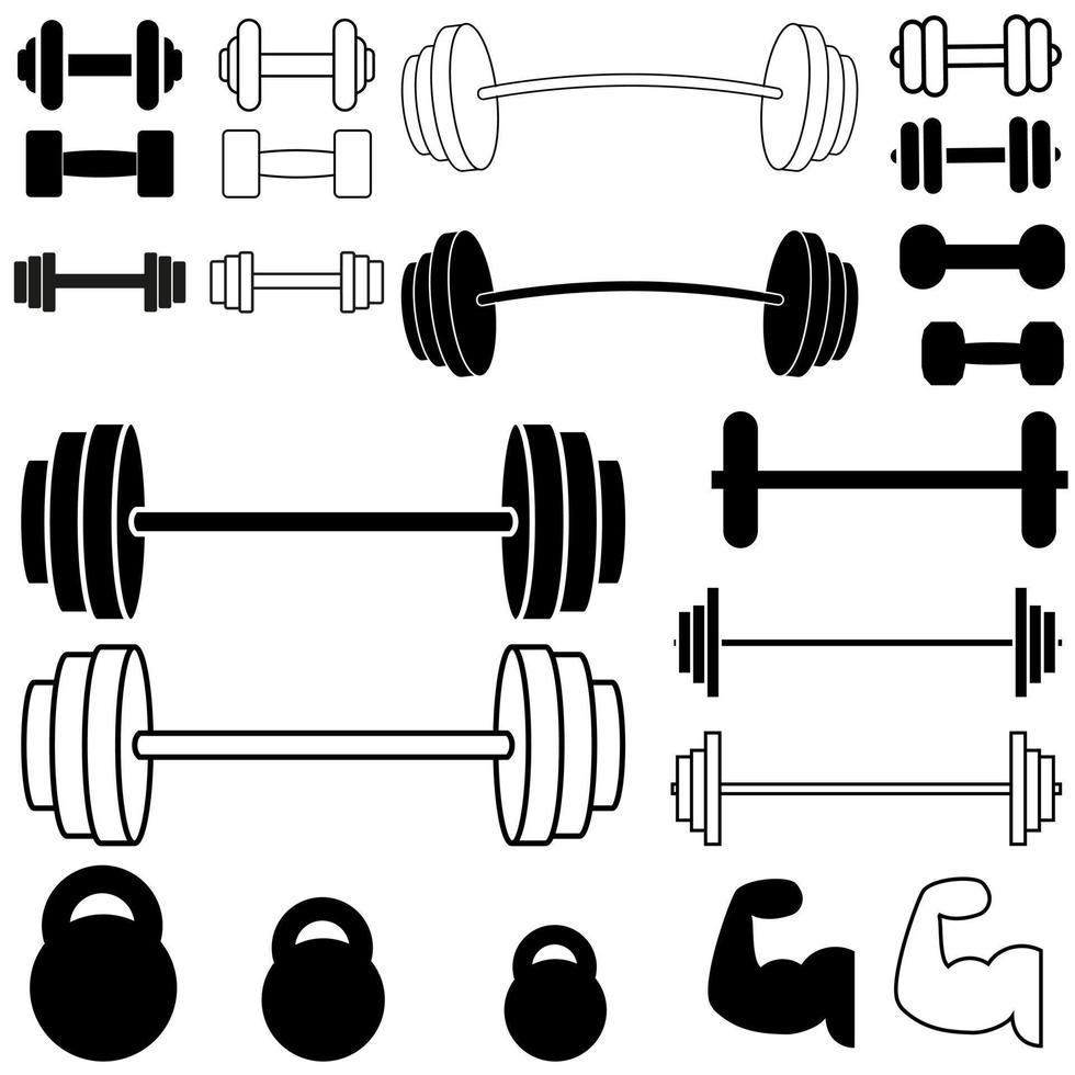 halter icoon vector set. barbell illustratie teken verzameling. body-building symbool. sport logo.
